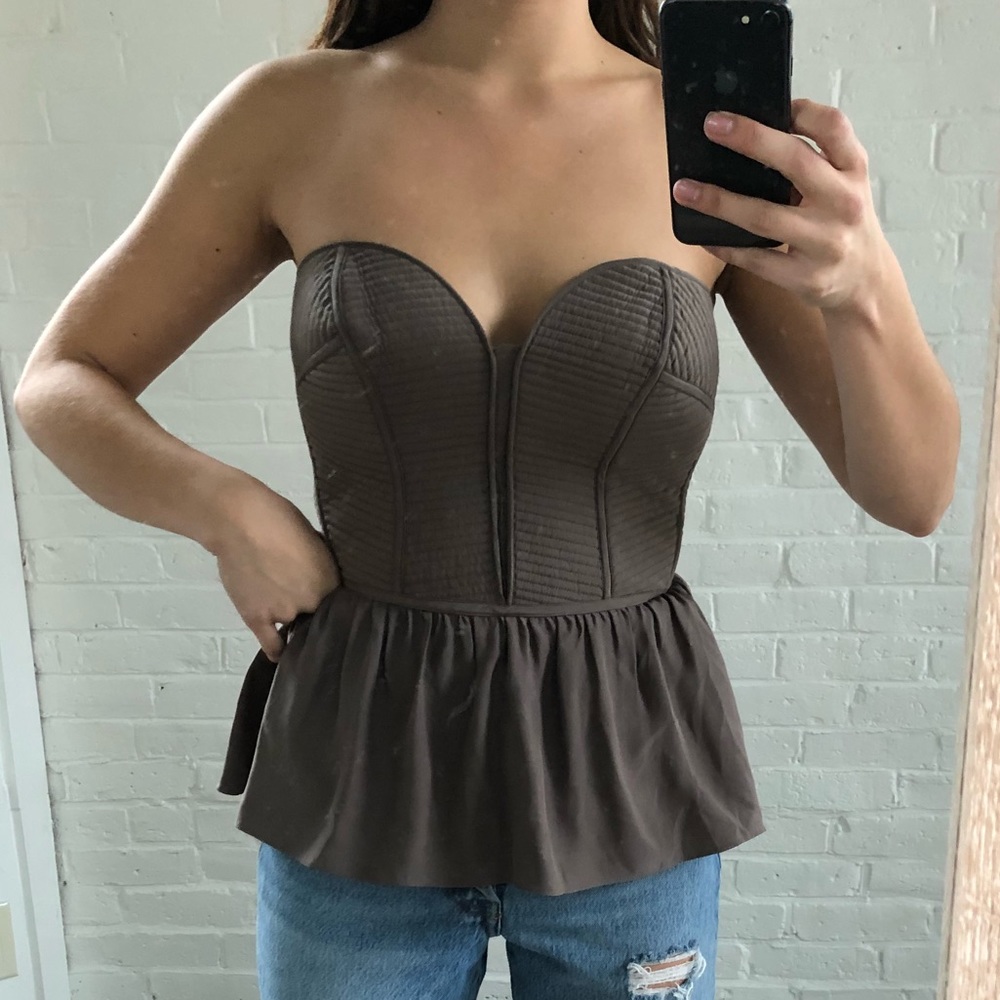 Parker strapless taupe corset top sz M